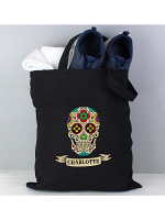 Personalised Sugar Skull Black Cotton Bag