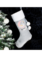 Personalised Swan Lake Luxury Silver Grey Stocking