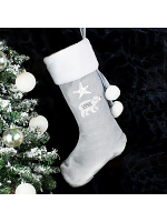 Personalised Baby Polar Bear Luxury Silver Grey Stocking