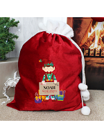 Personalised Christmas Elf Luxury Pom Pom Sack