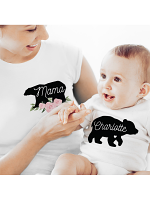 Personalised Mother & Baby Mama Bear T-Shirt And Vest Set (Medium & 0-3mths)