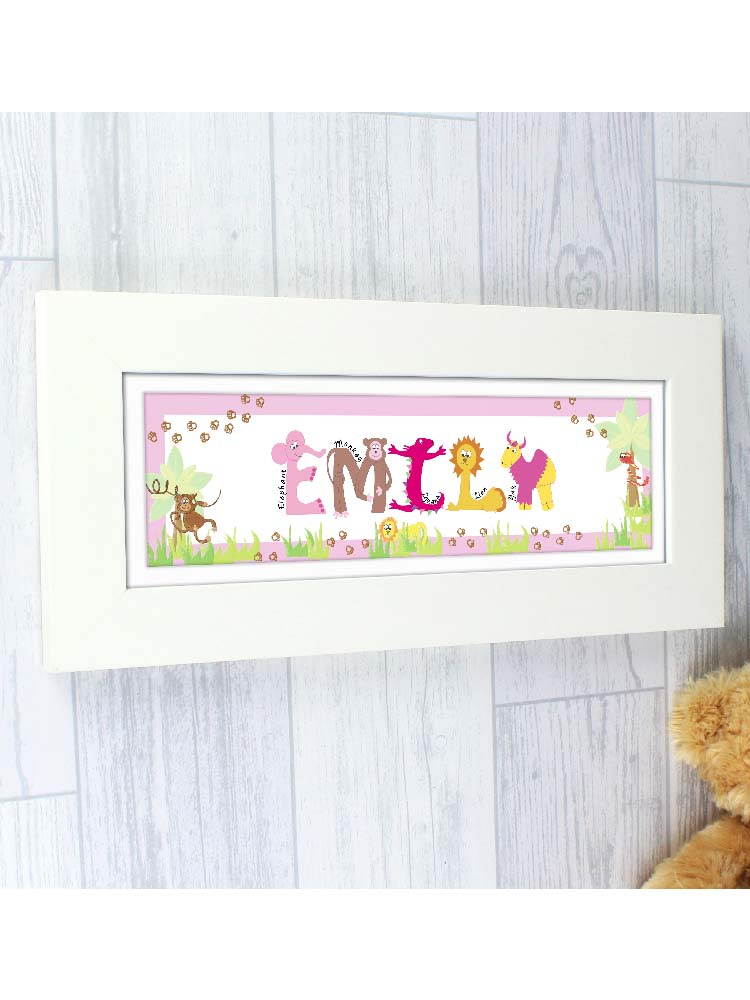 Personalised Pink Animal Alphabet Name Frame