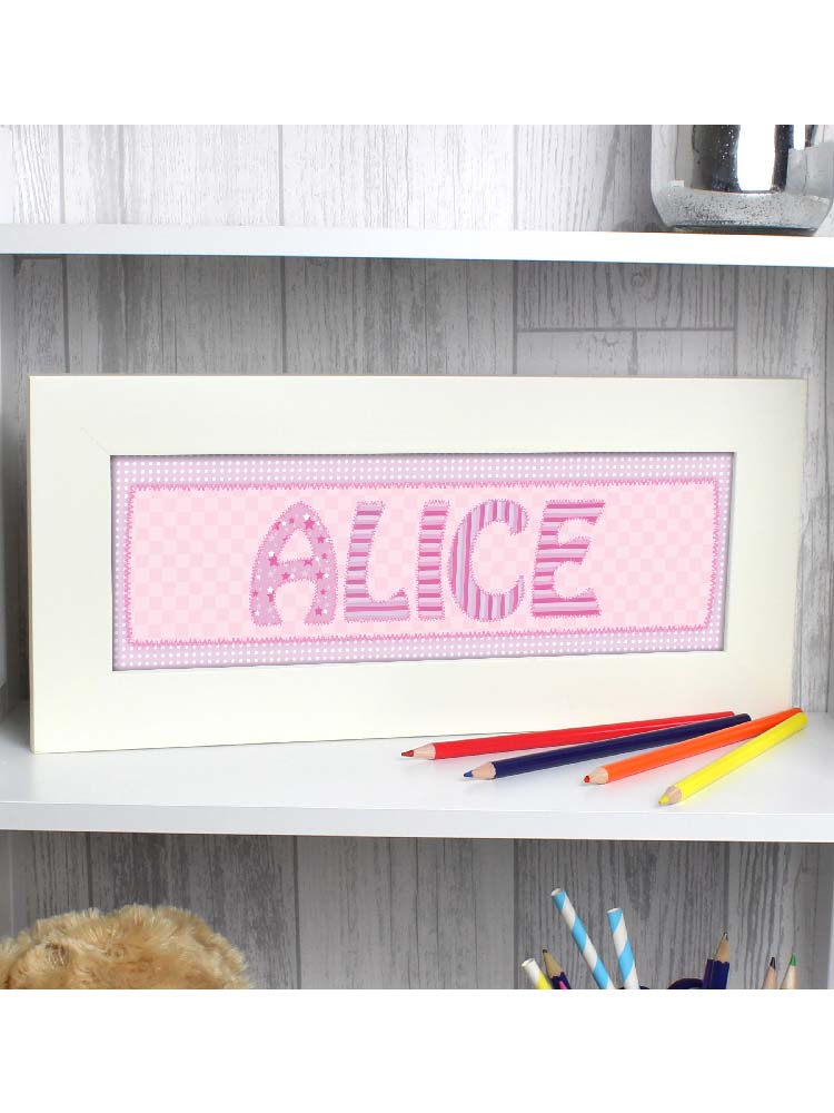 Personalised Pink Stitch Name Frame