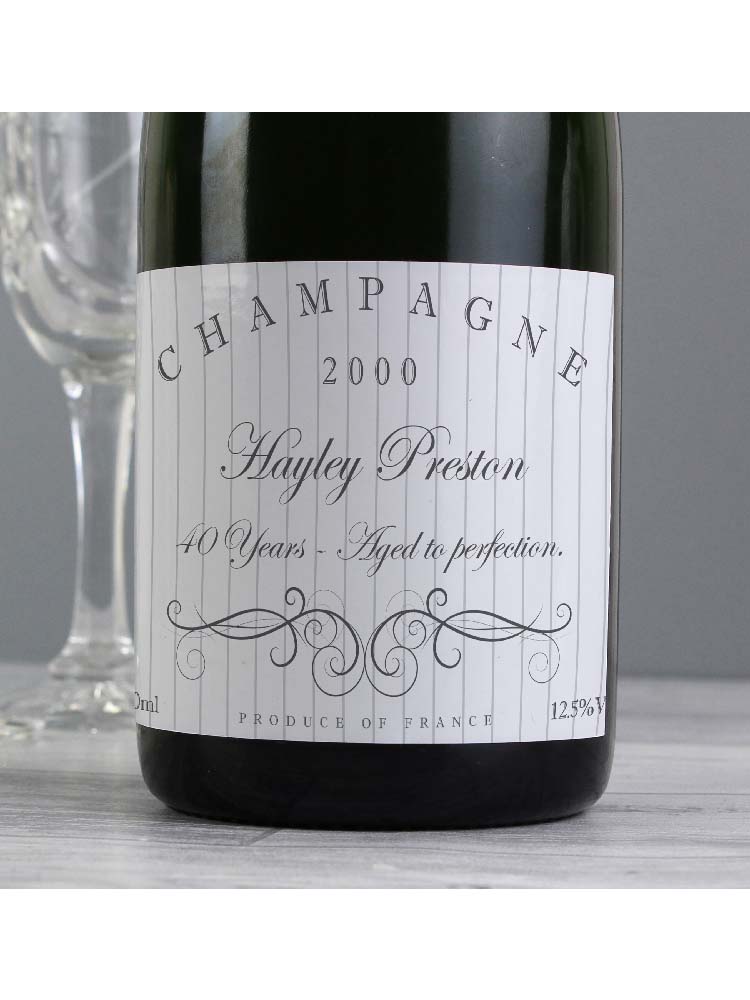 Personalised Elegant Swirl Champagne Bottle