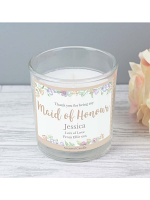 Personalised Maid of Honour 'Floral Watercolour Wedding' Scented Jar Candle