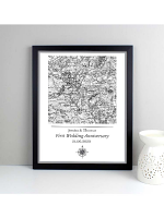 Personalised 1805 - 1874 Old Series Map Compass Black Framed Print