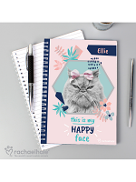 Personalised Rachael Hale 'Happy Face' Cat A5 Notebook