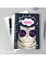 Personalised Rachael Hale Space Cat A5 Notebook