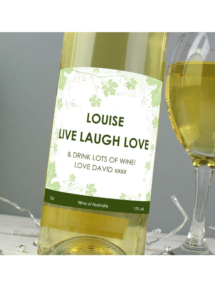 Personalised White Wine Ivy Label