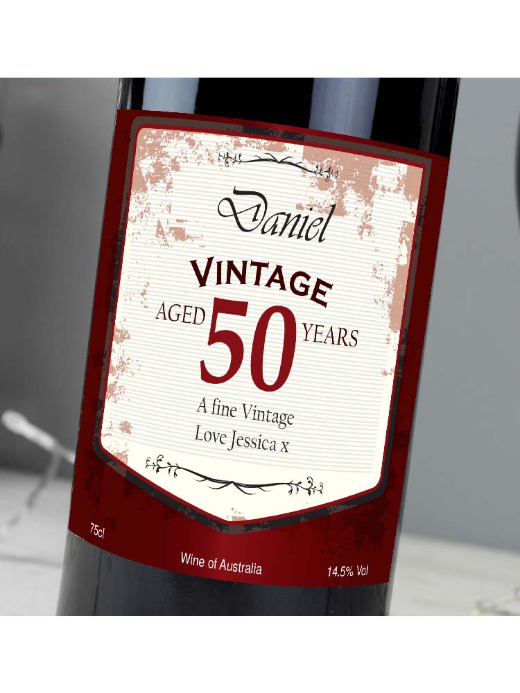 Personalised Red Wine Vintage Age Label