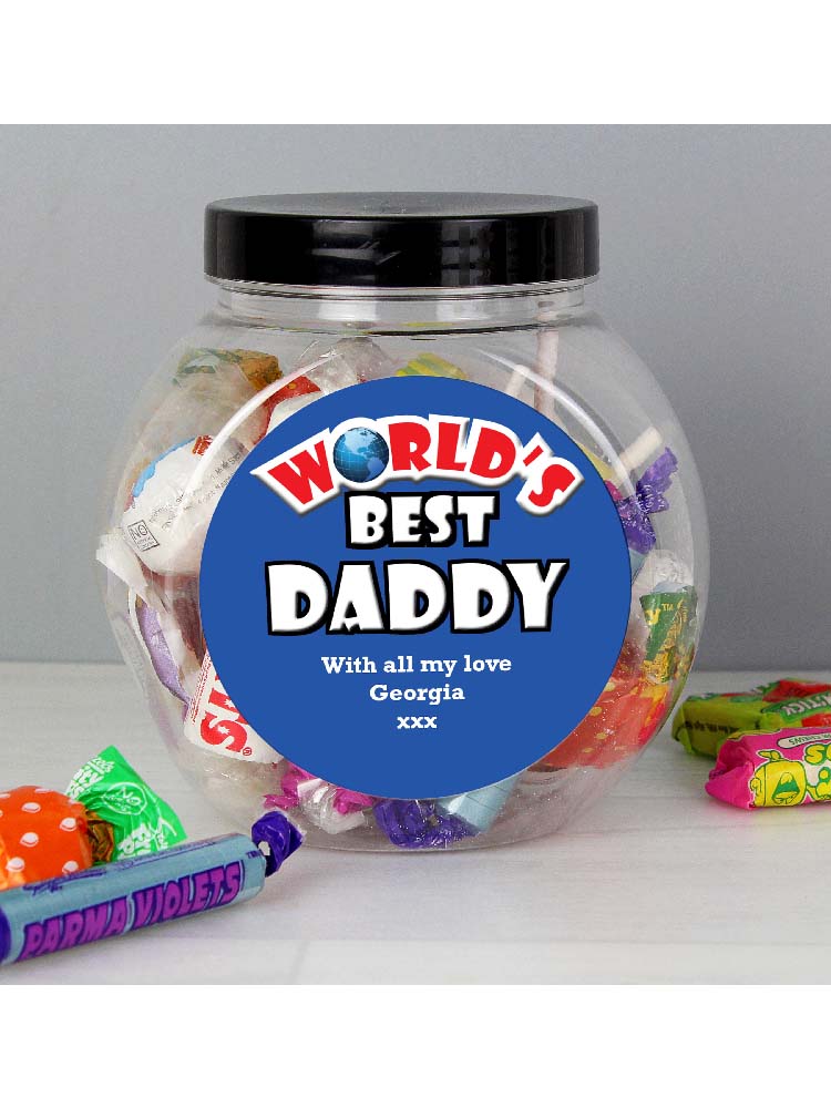 Personalised Blue Worlds Best Sweet Jar