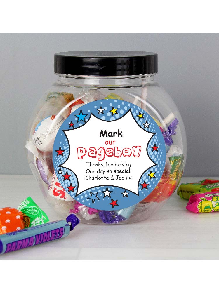 Personalised Comic Pageboy Sweet Jar