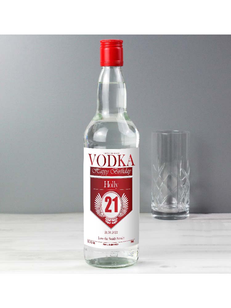 Personalised Birthday Red & Silver Vodka