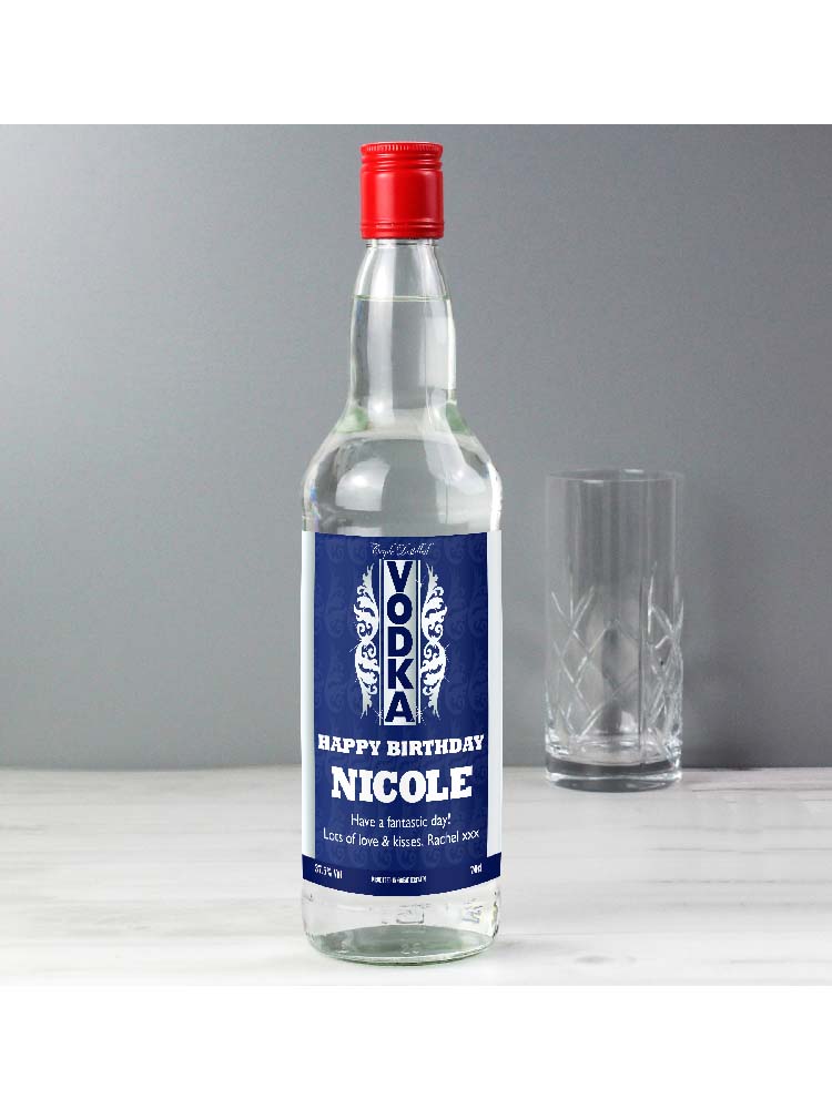 Personalised Blue & Silver Stripe Vodka
