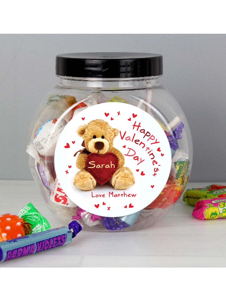 Personalised Teddy Heart Sweet Jar