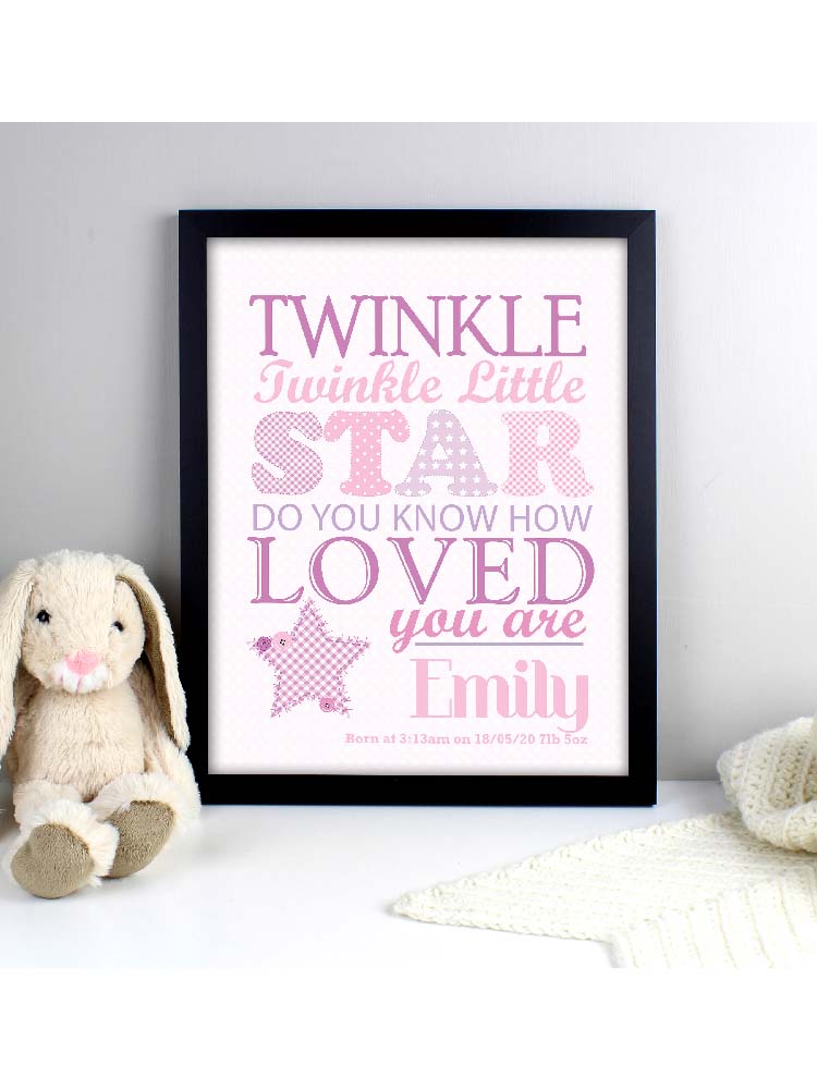 Personalised Twinkle Girls Black Framed Print