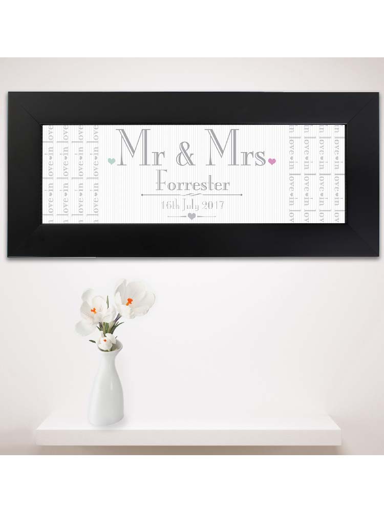 Personalised Decorative Wedding Mr & Mrs Black Name Frame