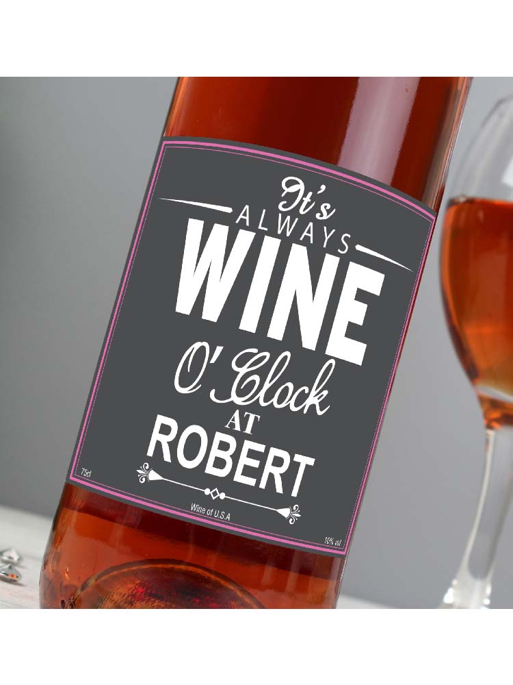 Personalised Wine O'Clock Rose Wine