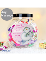 Personalised The Snowman and the Snowdog Pink Sweet Jar