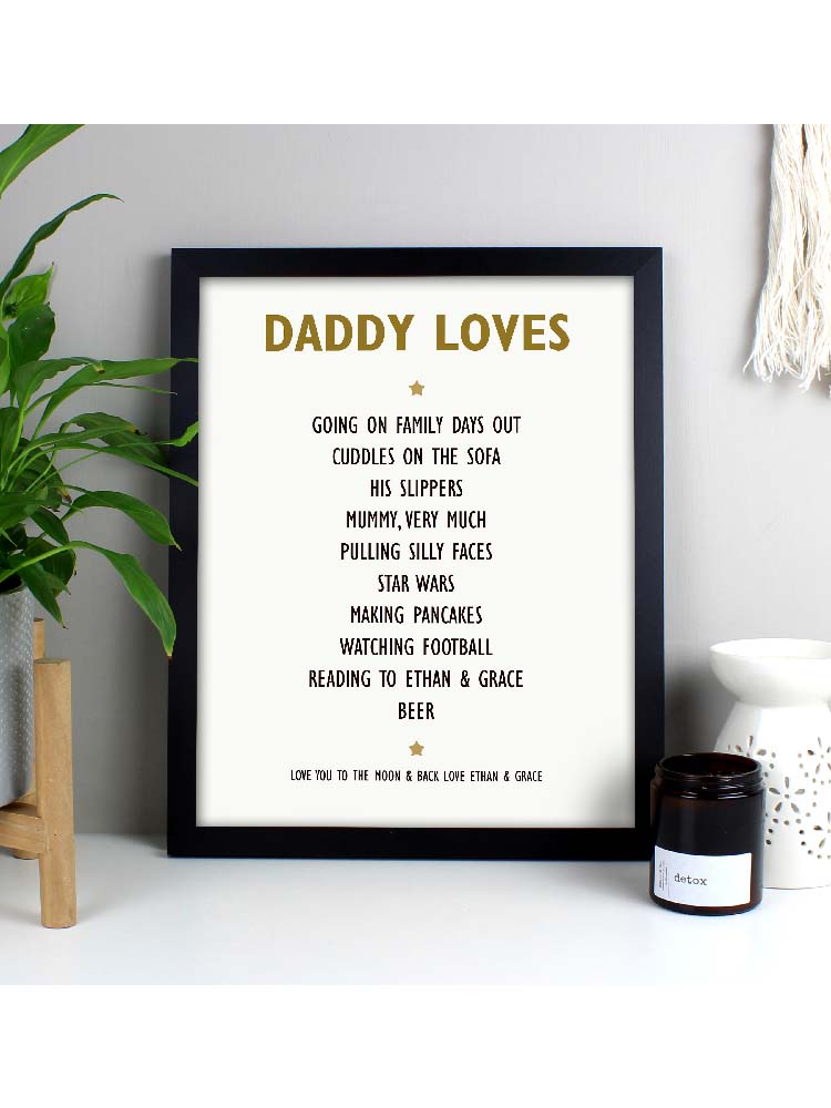 Personalised List of Love Black Framed Print