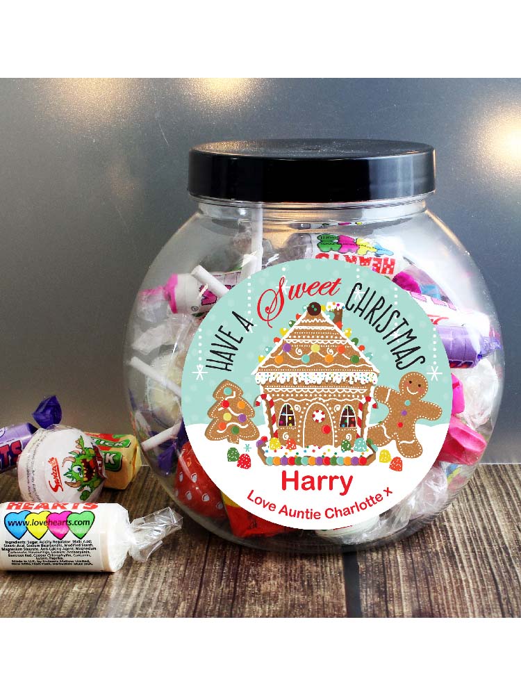 Personalised Gingerbread House Sweet Jar