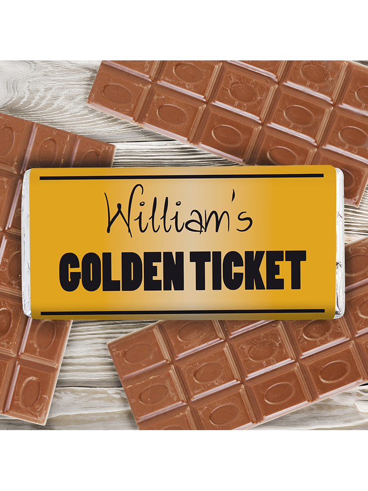 Personalised Golden Ticket Milk Chocolate Bar