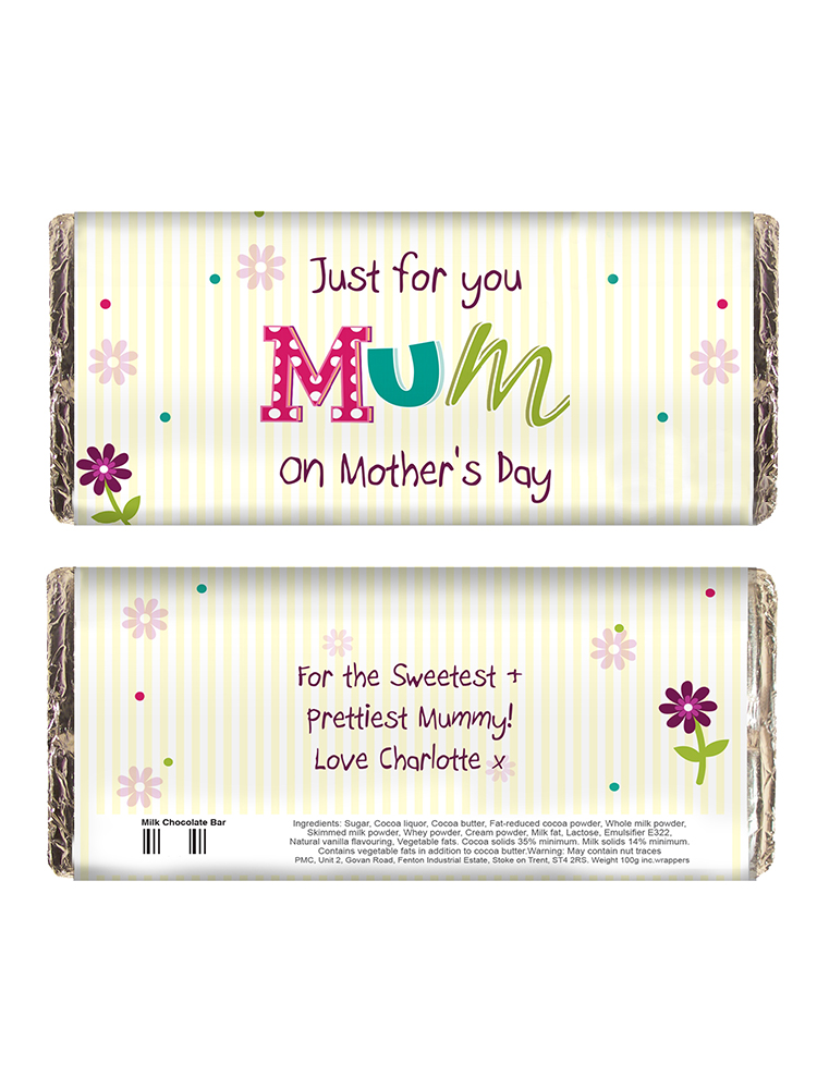 Personalised Patchwork Flowers Milk Chocolate Bar