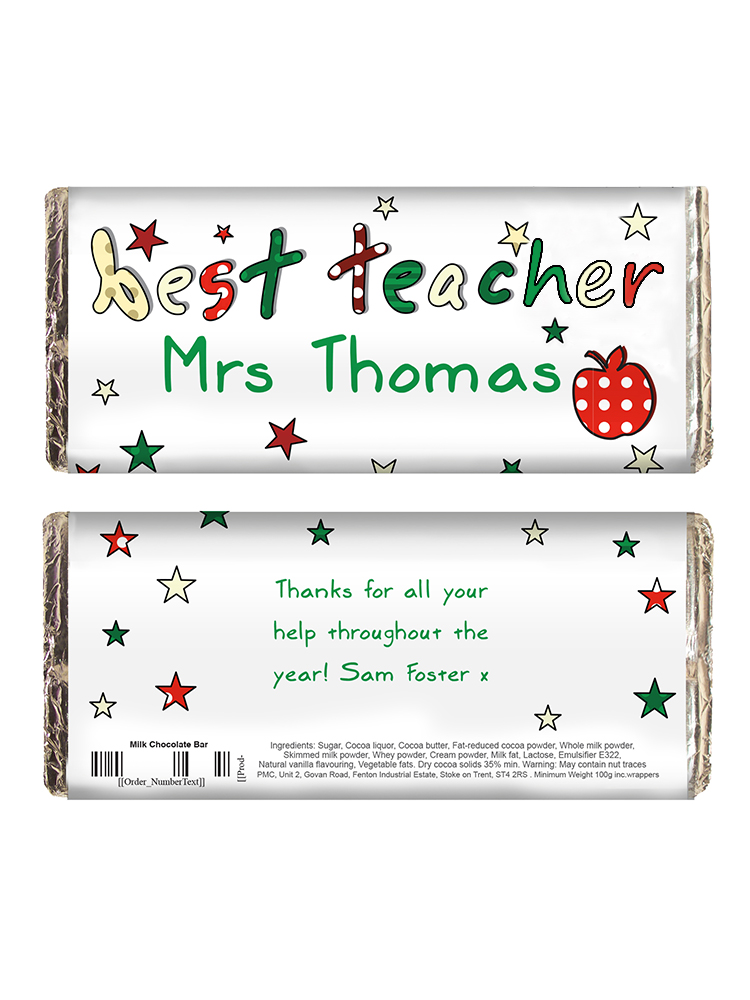 Personalised Teacher Milk Chocolate Bar