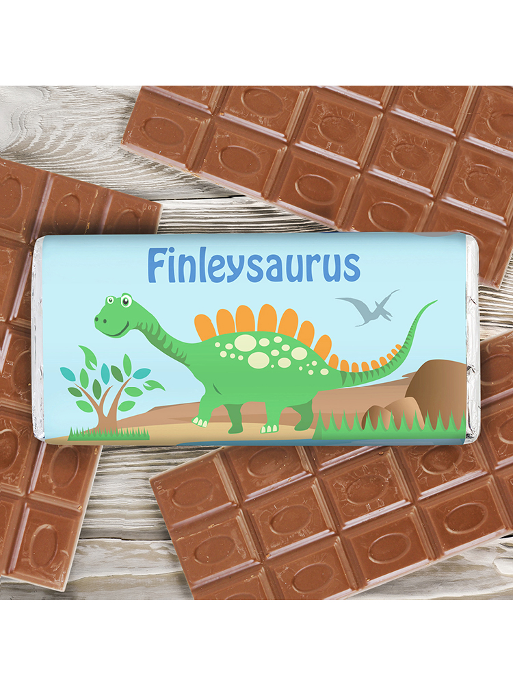 Personalised Dinosaur Milk Chocolate Bar