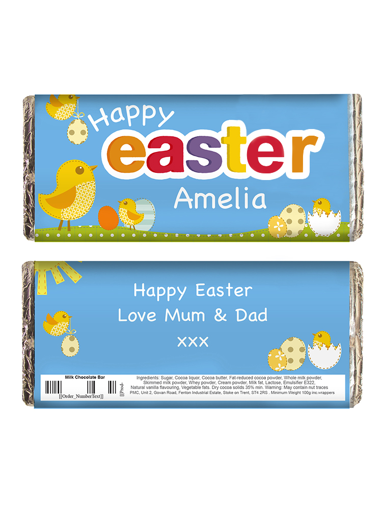 Personalised Easter Chick Milk Chocolate Bar