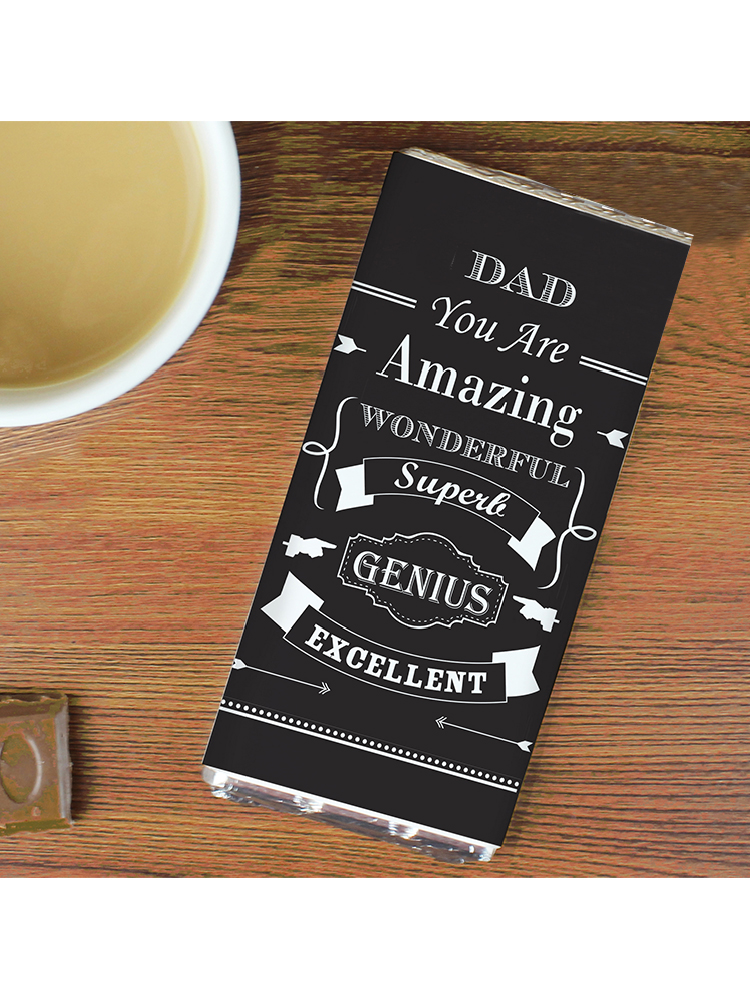 Personalised Vintage Typography Milk Chocolate Bar