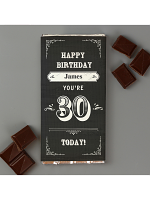 Personalised Birthday Vintage Typography Milk Chocolate Bar