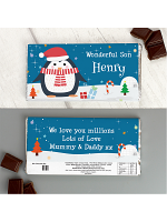 Personalised Christmas Penguin Milk Chocolate Bar