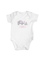 Personalised Pink Elephant 0-3 Months Baby Vest