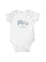 Personalised Blue Elephant 0-3 Months Baby Vest