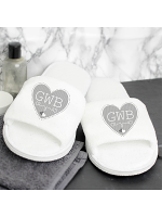 Personalised Grey Heart Initials Velour Slippers