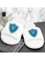 Personalised Mens shield Initial Velour Slippers