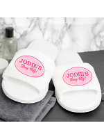 Personalised Pink Oval Velour Slippers