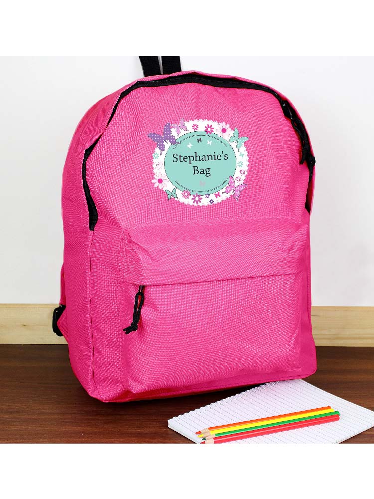 Personalised Butterfly Pink Backpack
