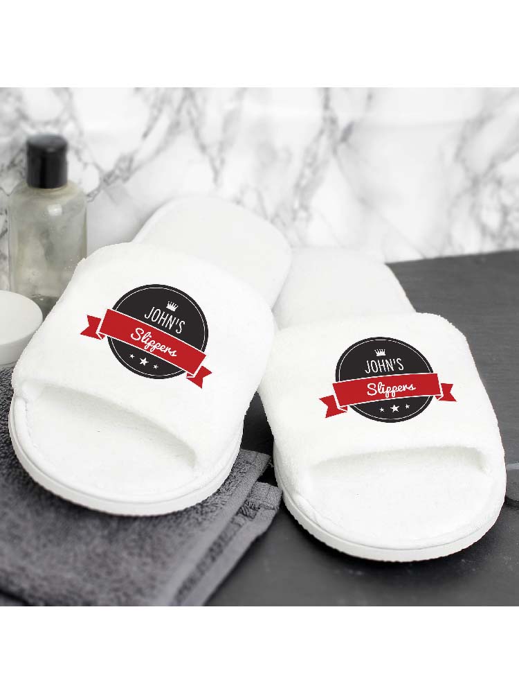Personalised Red Banner Velour Slippers
