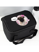 Personalised Rachael Hale Doodle Pug Black Lunch Bag