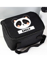 Personalised Panda Black Lunch Bag