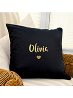 Personalised Gold Name Black Cushion Cover