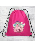 Personalised Cute Bunny Pink Swim & Kit Bag