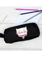 Personalised Cute Cat Black Pencil Case