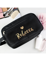 Personalised Gold Name Black Vanity Bag