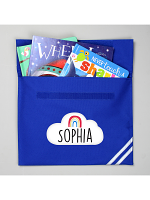 Personalised Rainbow Blue Book Bag