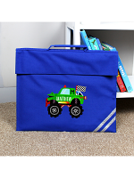 Personalised Monster Truck Blue Book Bag