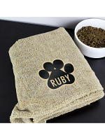 Personalised Paw Print Brown Microfibre Pet Towel