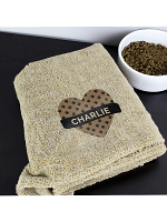 Personalised Heart Brown Microfibre Pet Towel